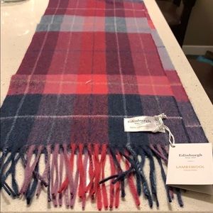 Pink / red/ navy Lambs wool scarf from Scotland
